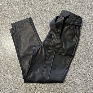 Express Pants Womens‎ 4 R 25x26 High Rise Ankle Paperbag Faux Leather Black